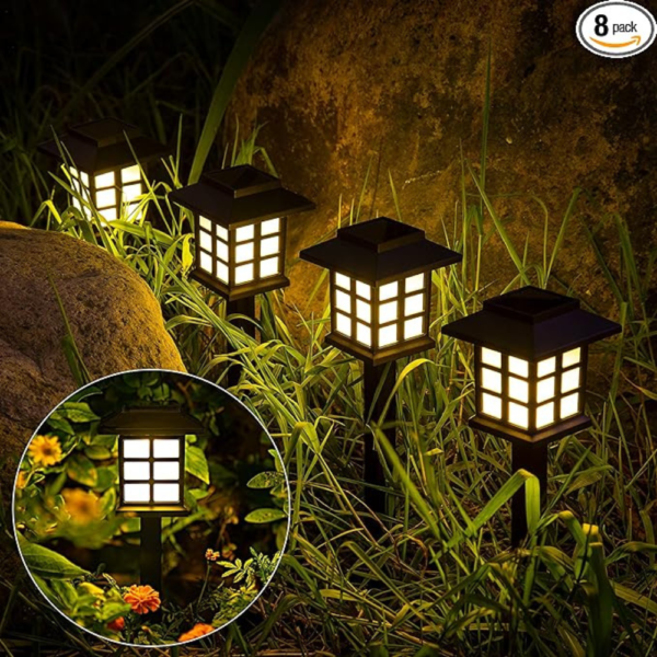 GIGALUMI Solar Outdoor Lights，8 Pack LED Solar Lights Outdoor Waterproof